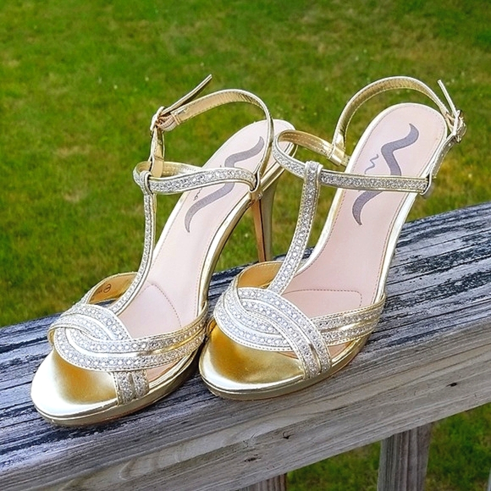 Nina gold strappy dress sandals